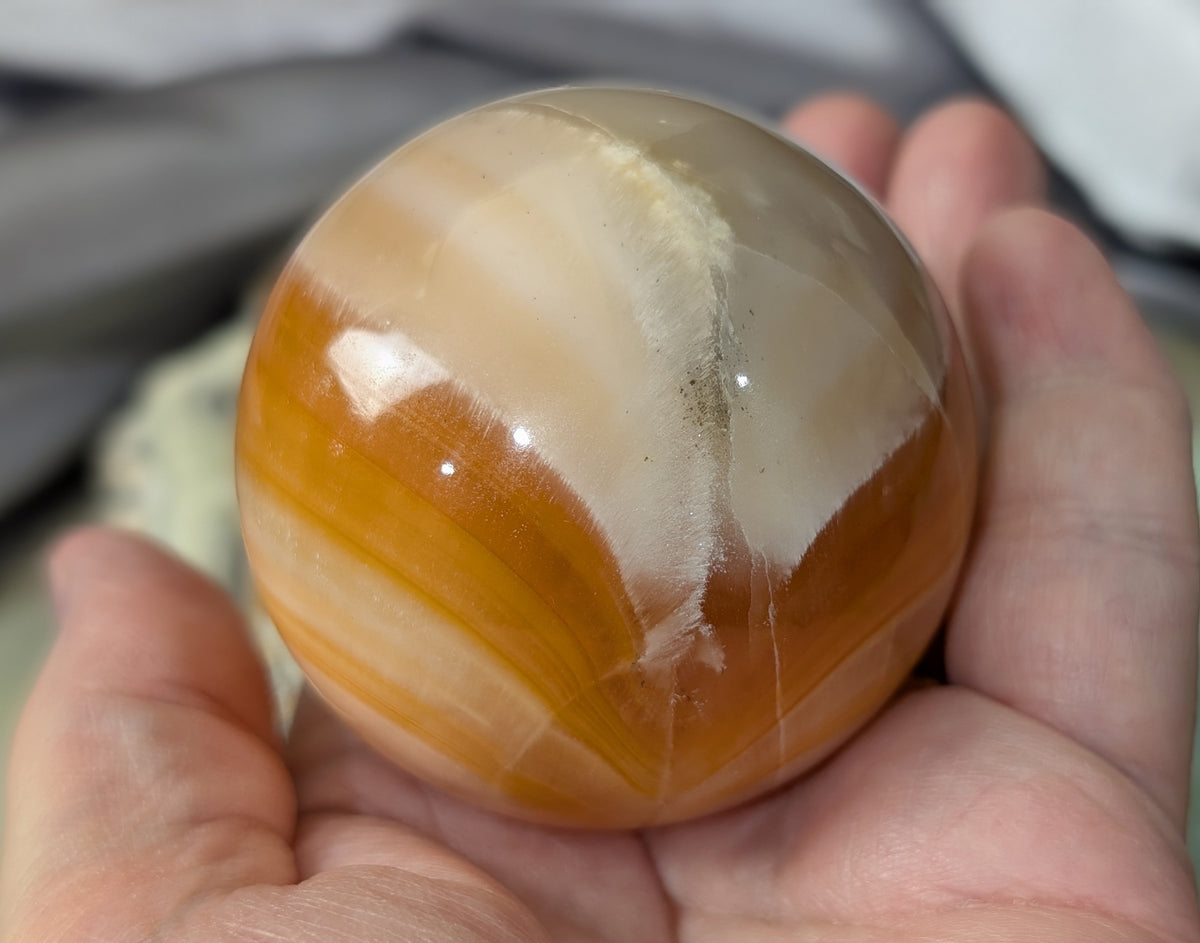 Banded Peach Calcite Sphere