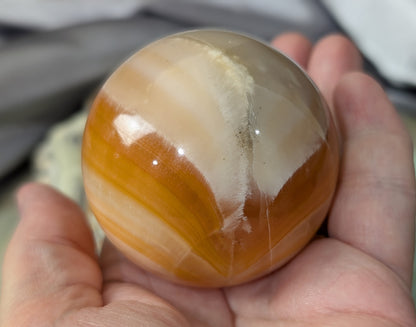 Banded Peach Calcite Sphere