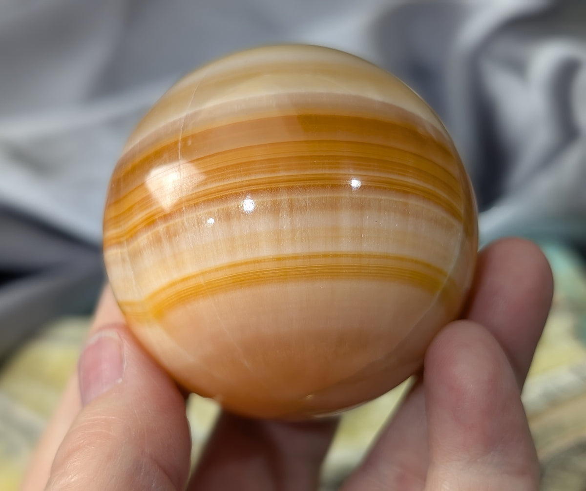 Banded Peach Calcite Sphere