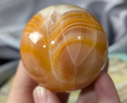 Banded Peach Calcite Sphere