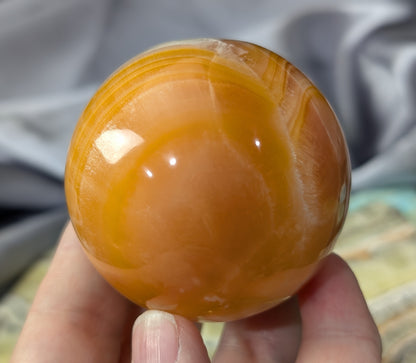 Banded Peach Calcite Sphere