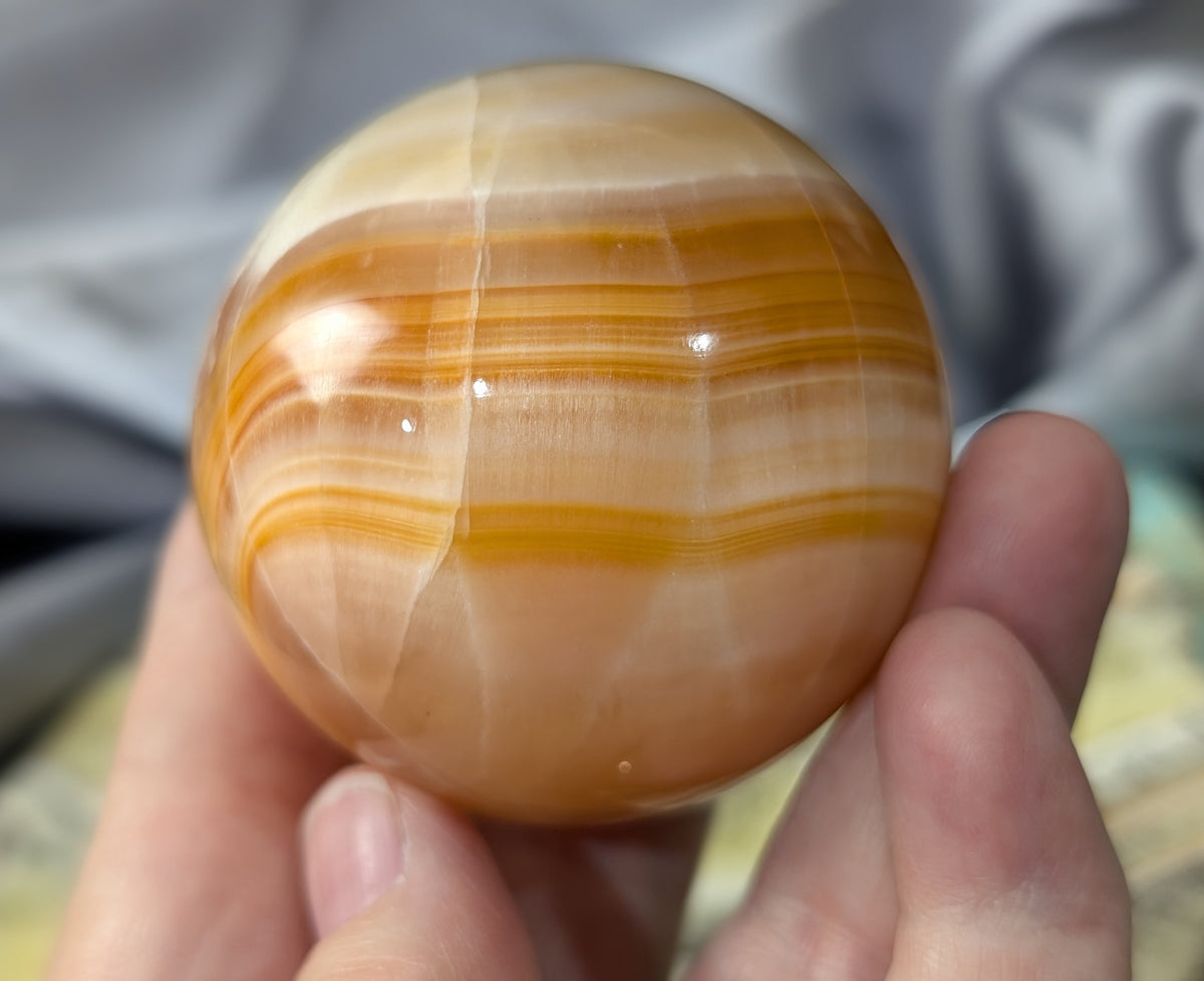 Banded Peach Calcite Sphere