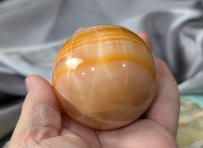 Banded Peach Calcite Sphere