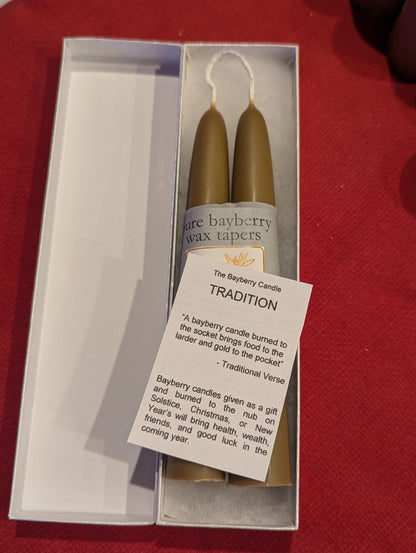 Natural Hand Dipped Bayberry Candles ~ Bayberry Wax Tapers ~ Bayberry Votive ~ Bayberry Tea Light