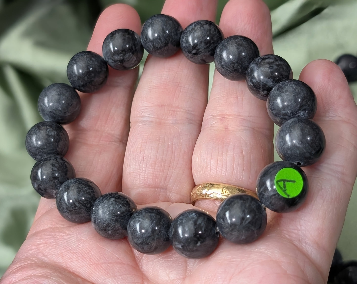 Black Jade Bead Stretch Bracelet