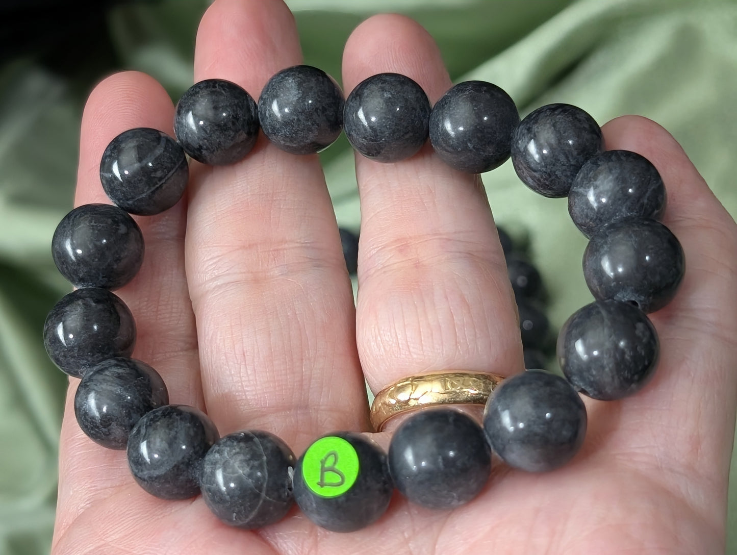 Black Jade Bead Stretch Bracelet