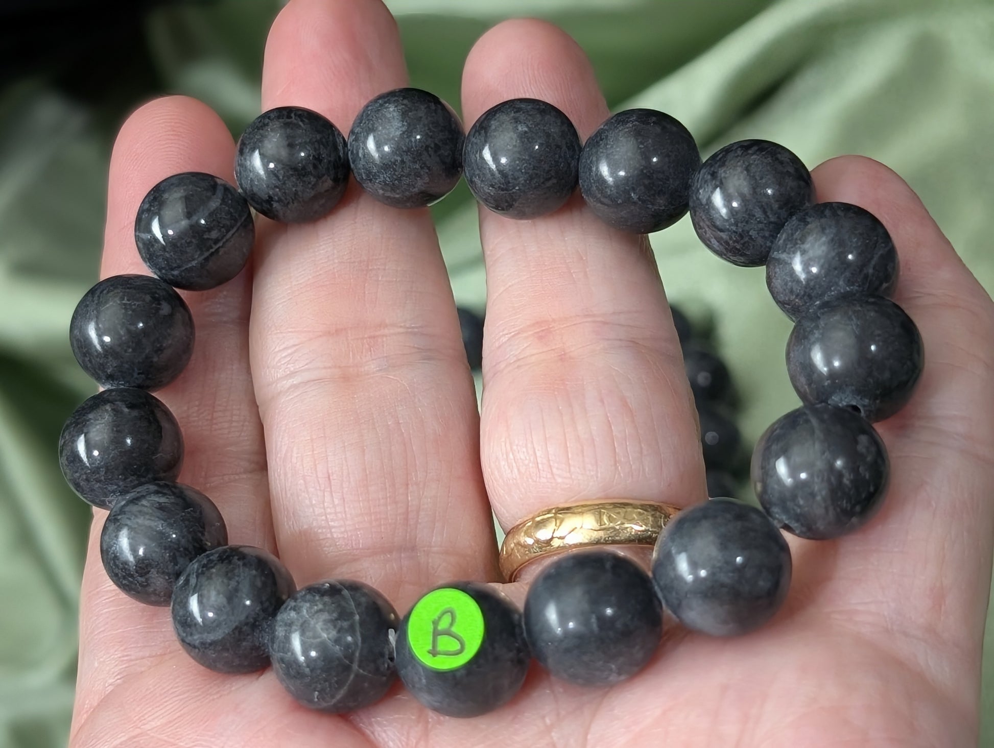 Black Jade Bead Stretch Bracelet