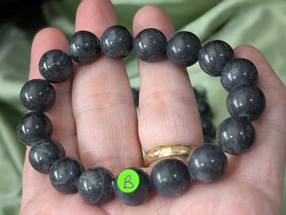 Black Jade Bead Stretch Bracelet
