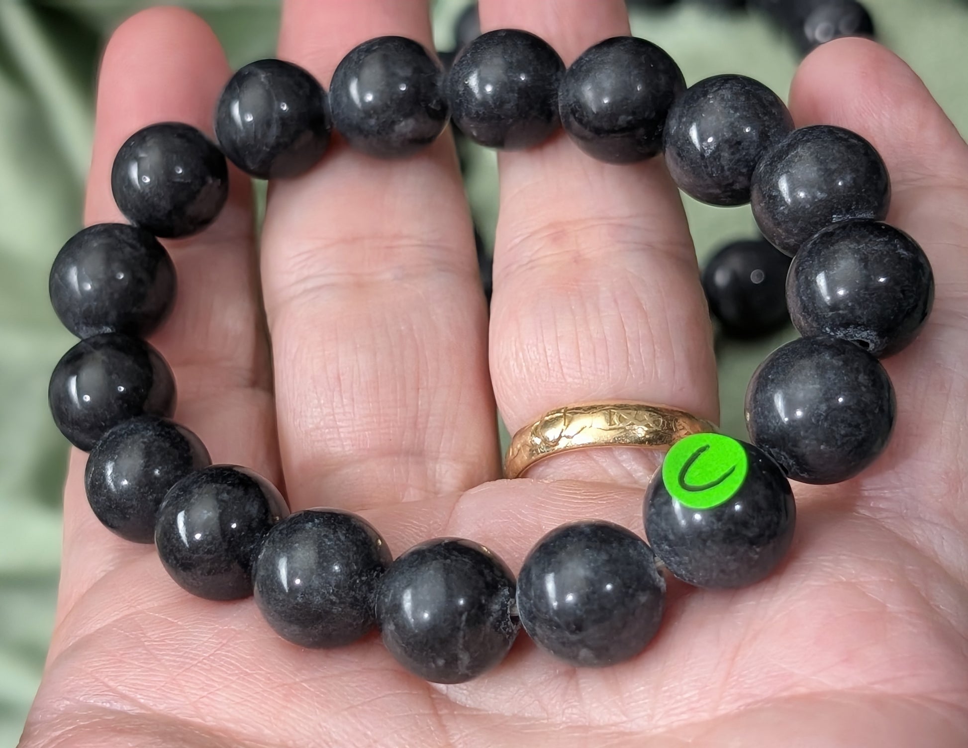 Black Jade Bead Stretch Bracelet