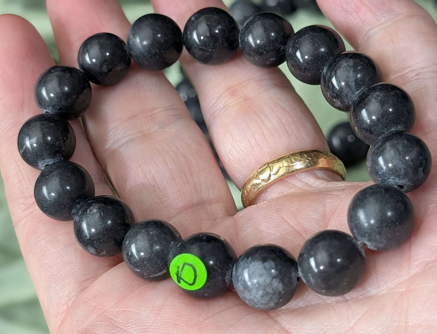 Black Jade Bead Stretch Bracelet