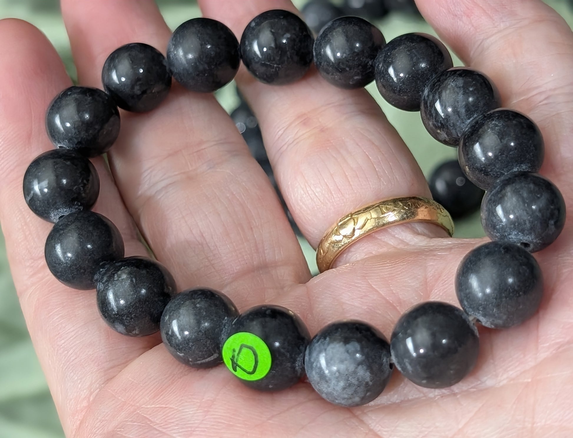 Black Jade Bead Stretch Bracelet