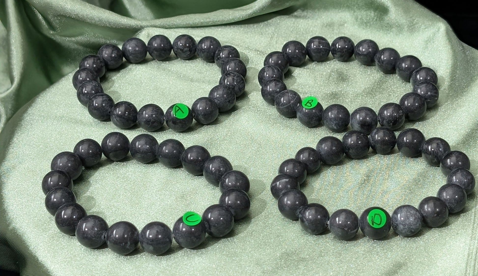 Black Jade Bead Stretch Bracelets