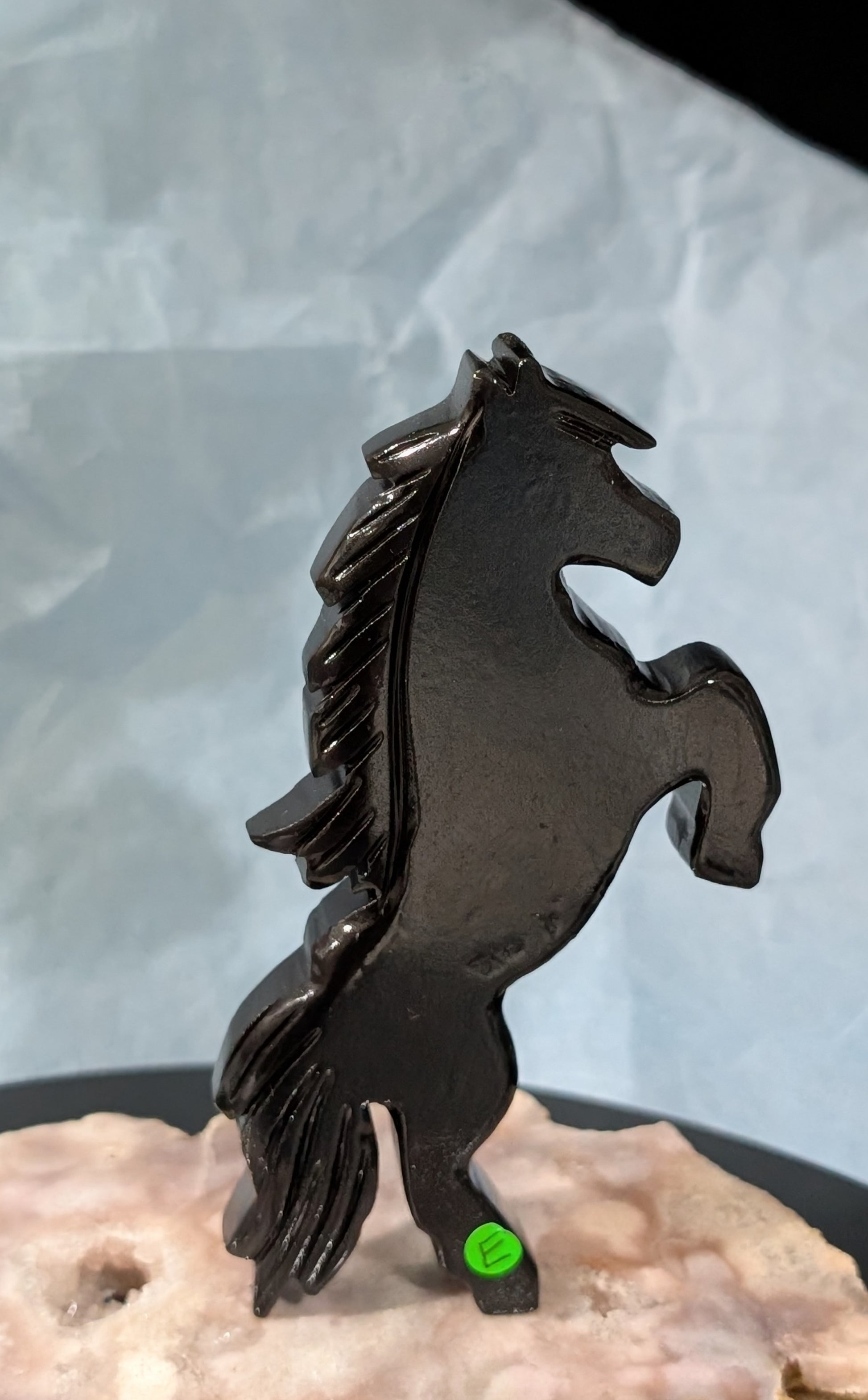 Black Jade Rearing Horse Figurine