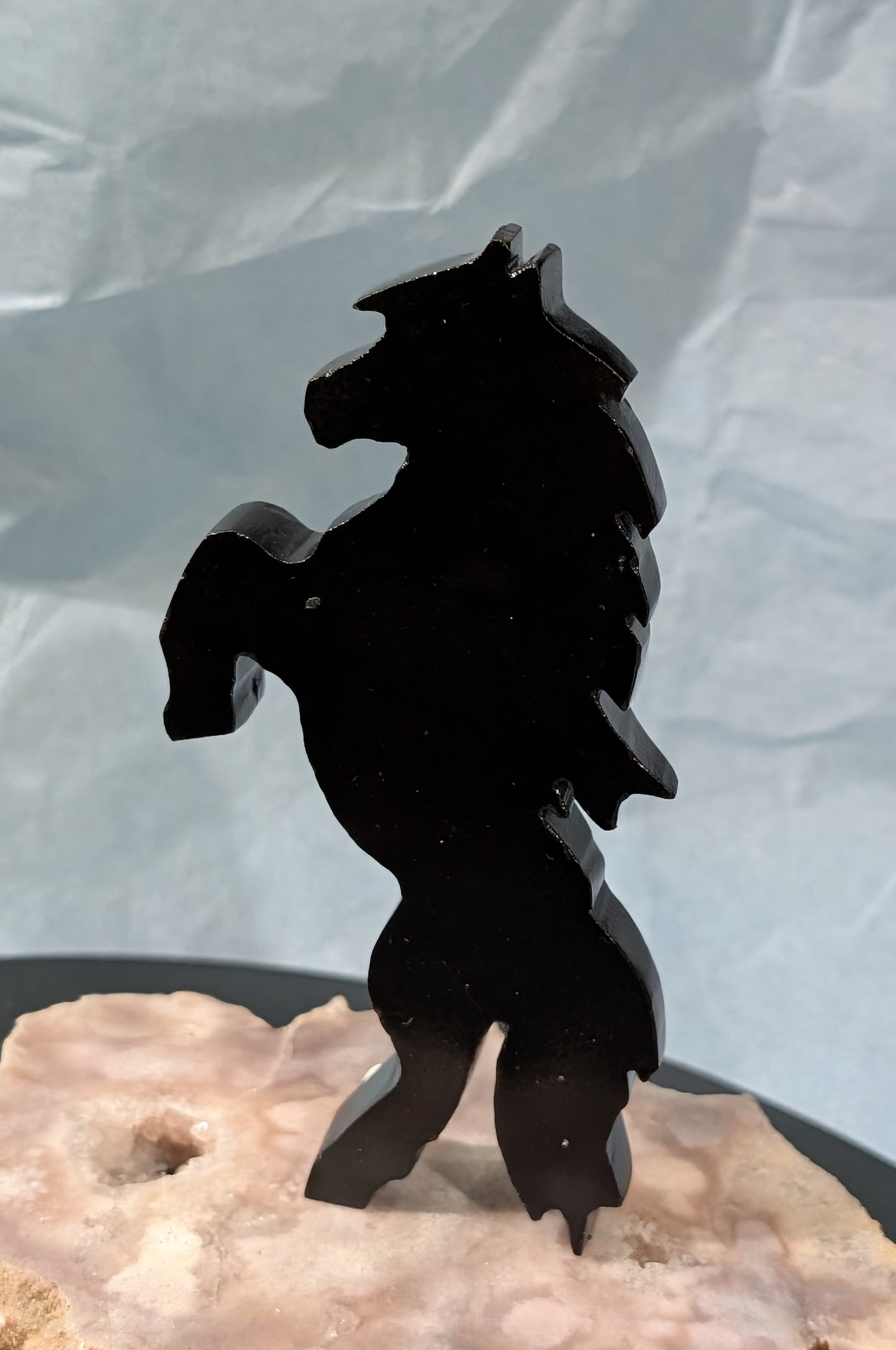 Black Jade Rearing Horse Figurine