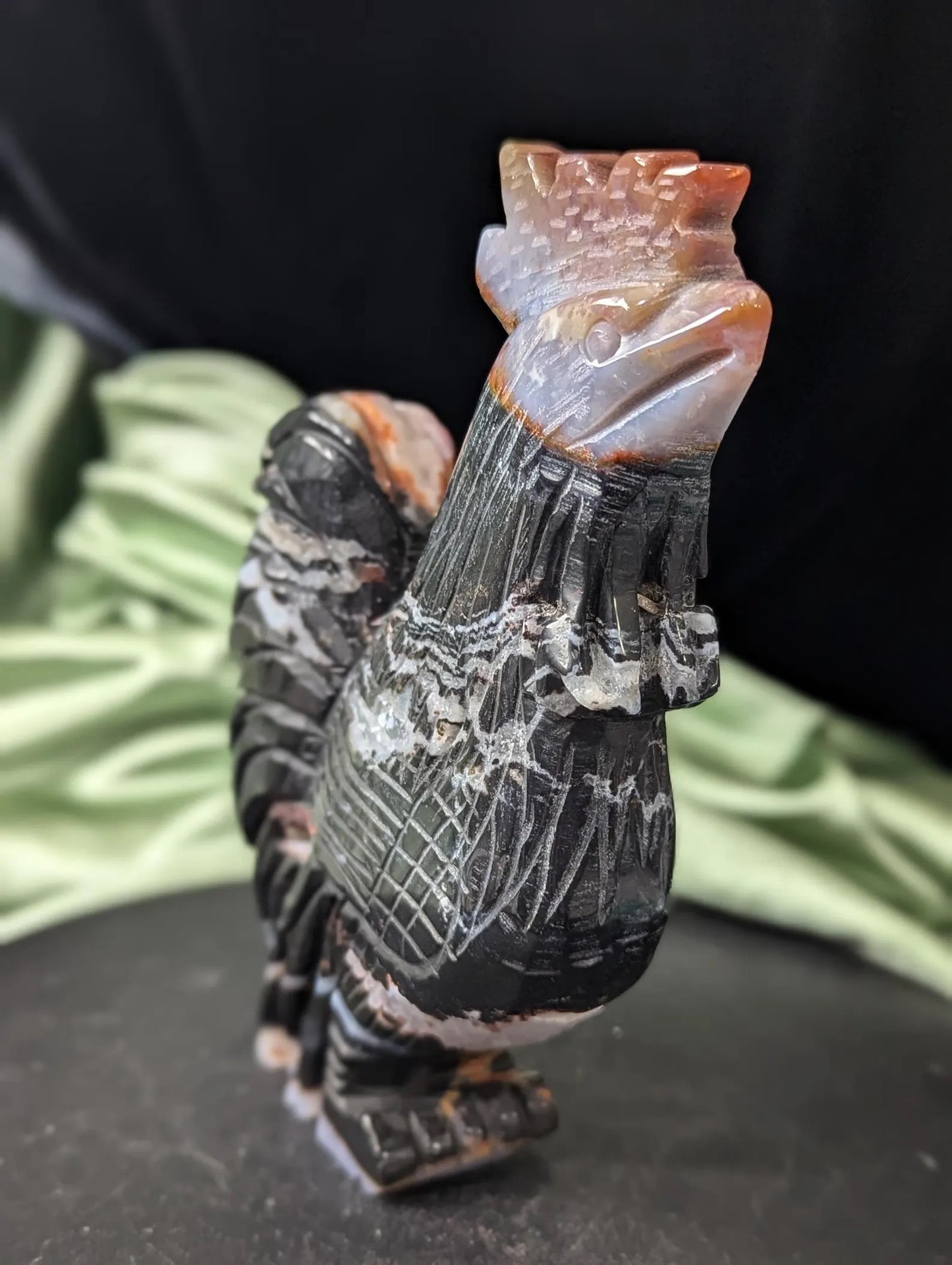 Hand Carved Crystal Rooster Figurine