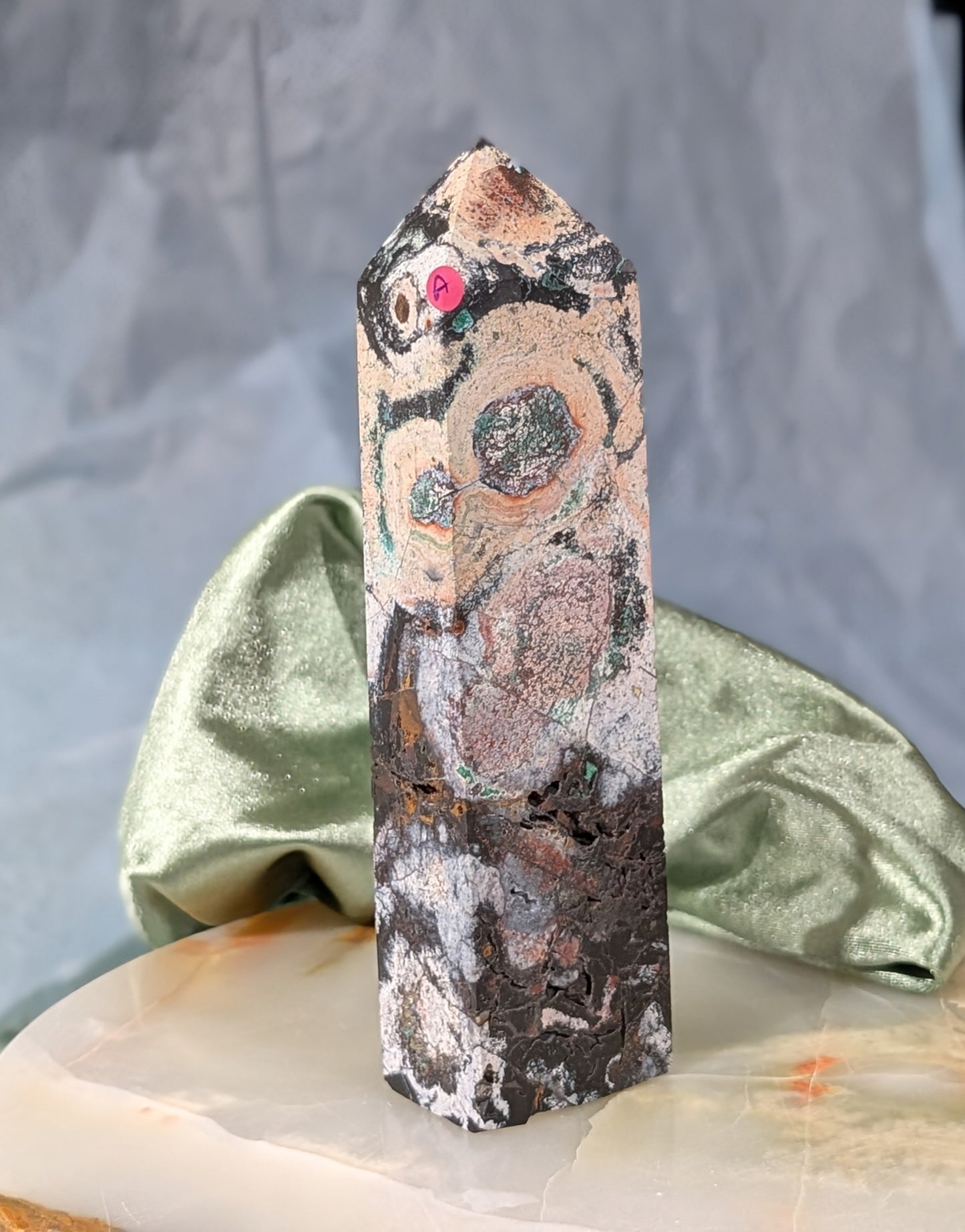 Black Jasper Tower with Malachite and Hematite
