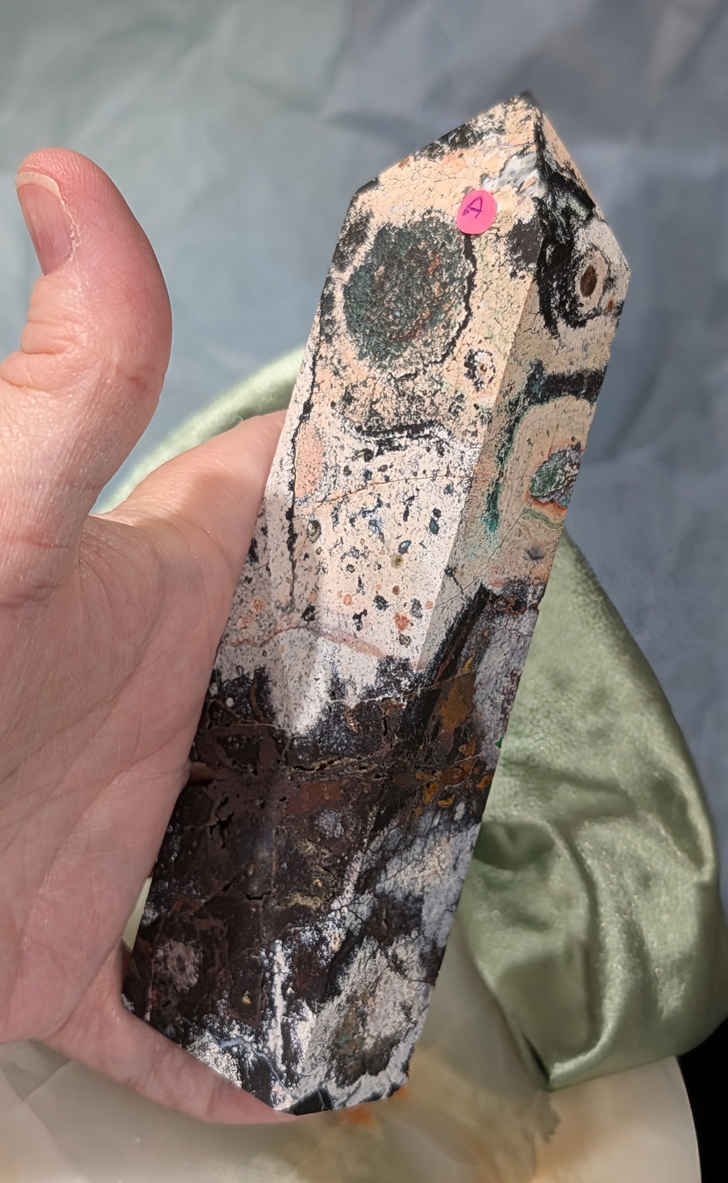 Black Jasper Tower with Malachite and Hematite