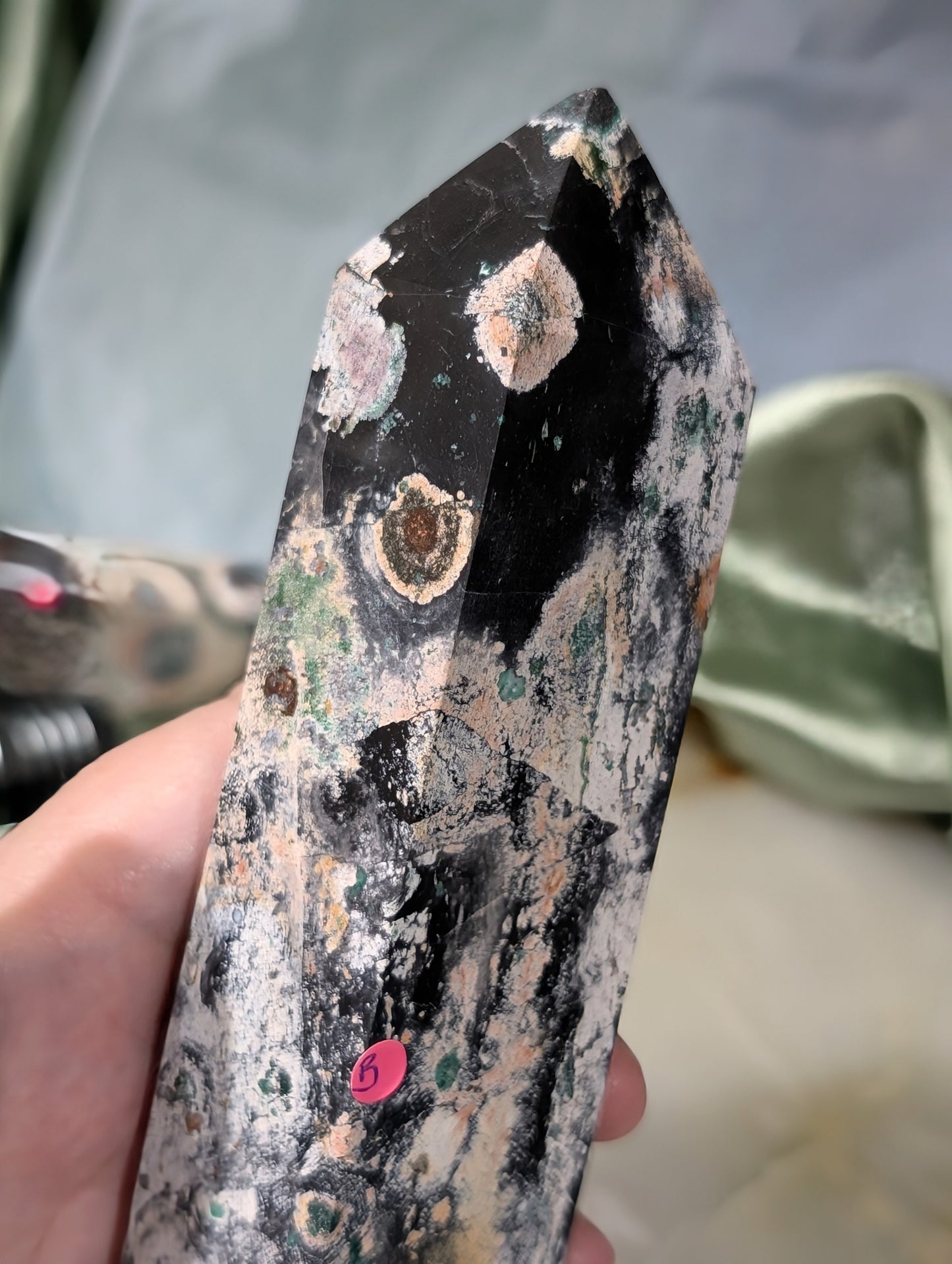 Black Jasper Tower with Malachite and Hematite