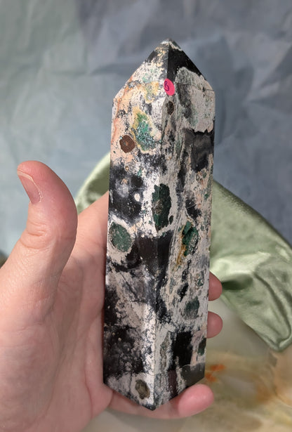 Black Jasper Tower with Malachite and Hematite