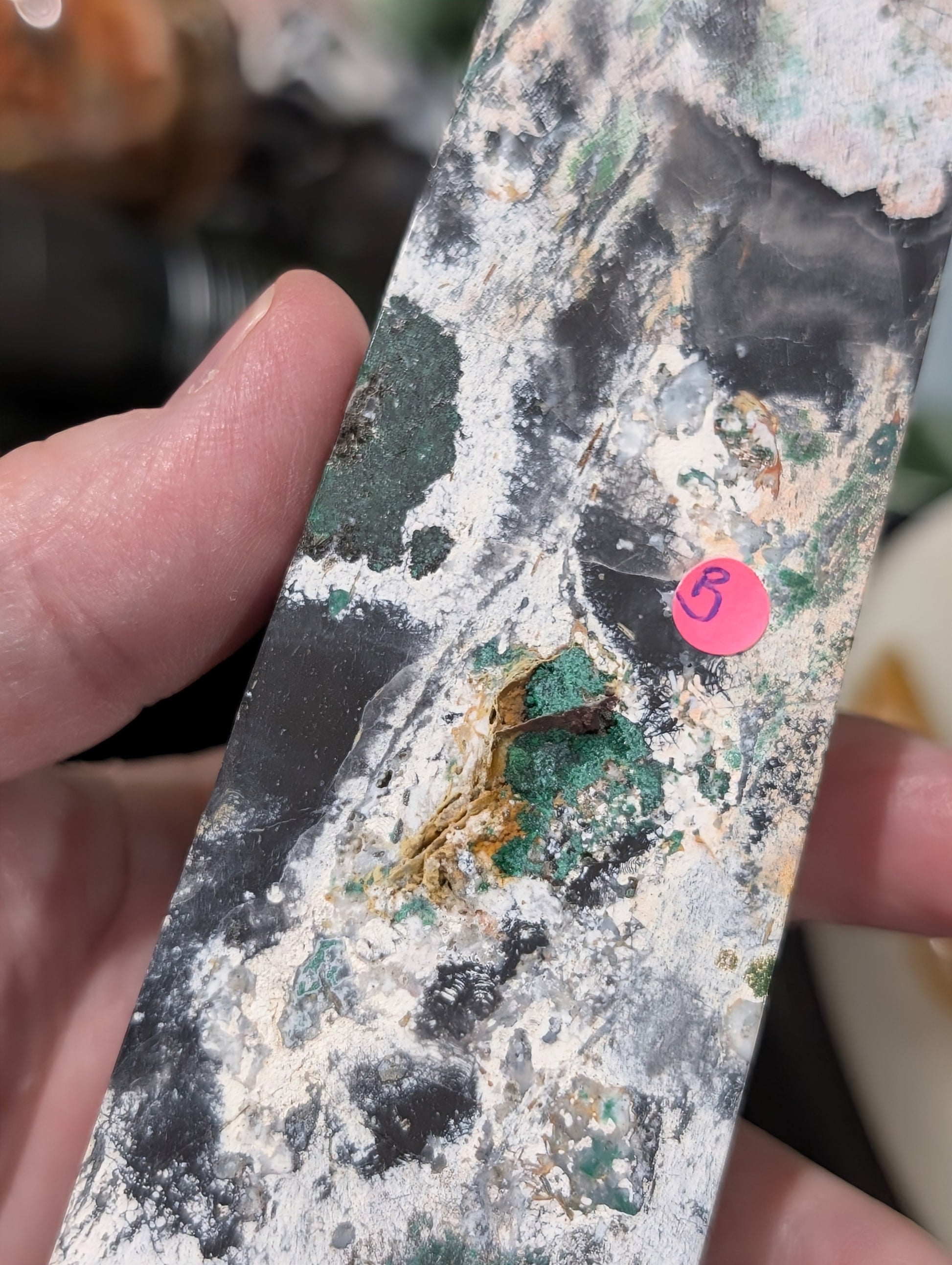 Black Jasper Tower with Malachite and Hematite