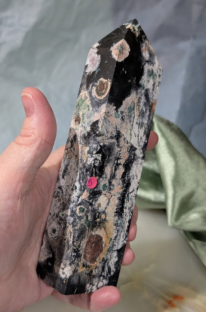 Black Jasper Tower with Malachite and Hematite