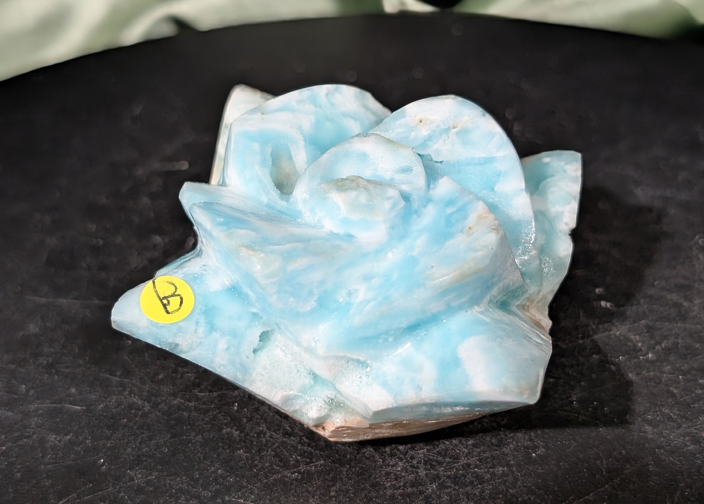 Hand Carved Blue Aragonite Crystal Flower
