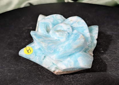 Hand Carved Blue Aragonite Crystal Flower
