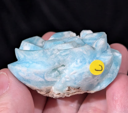 Hand Carved Blue Aragonite Crystal Flower