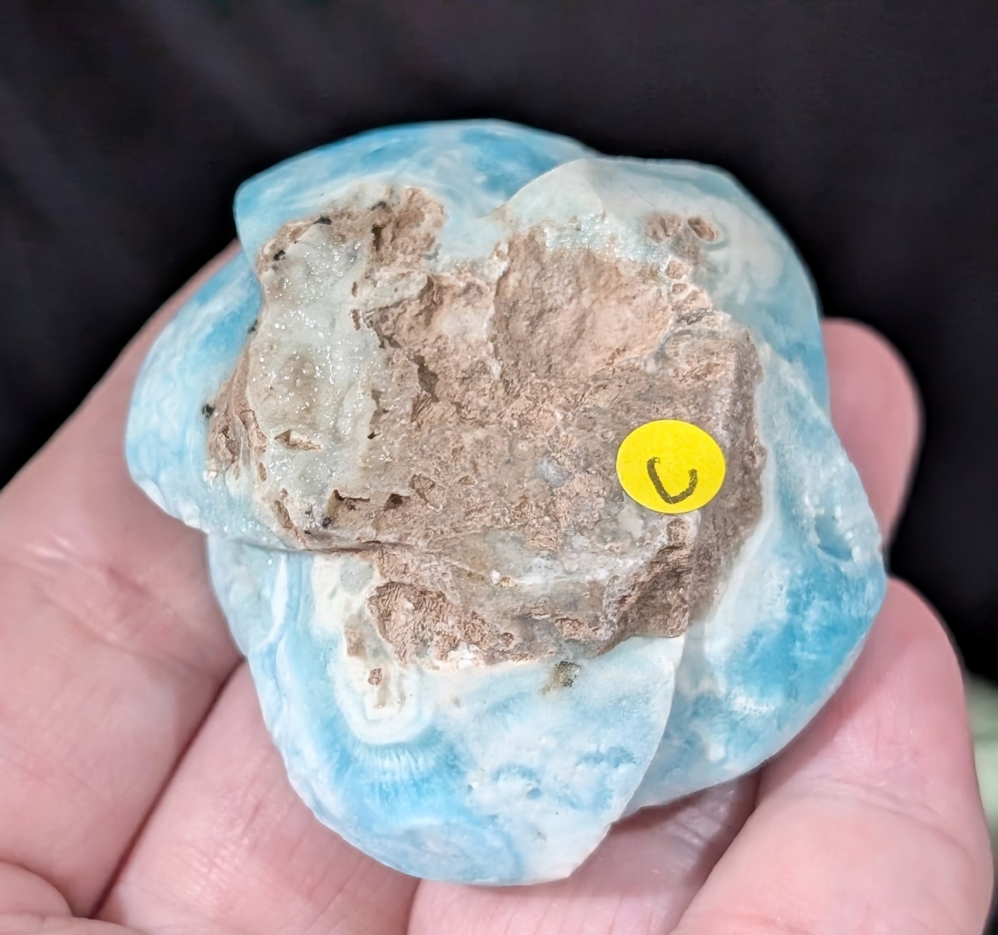 Hand Carved Blue Aragonite Crystal Flower