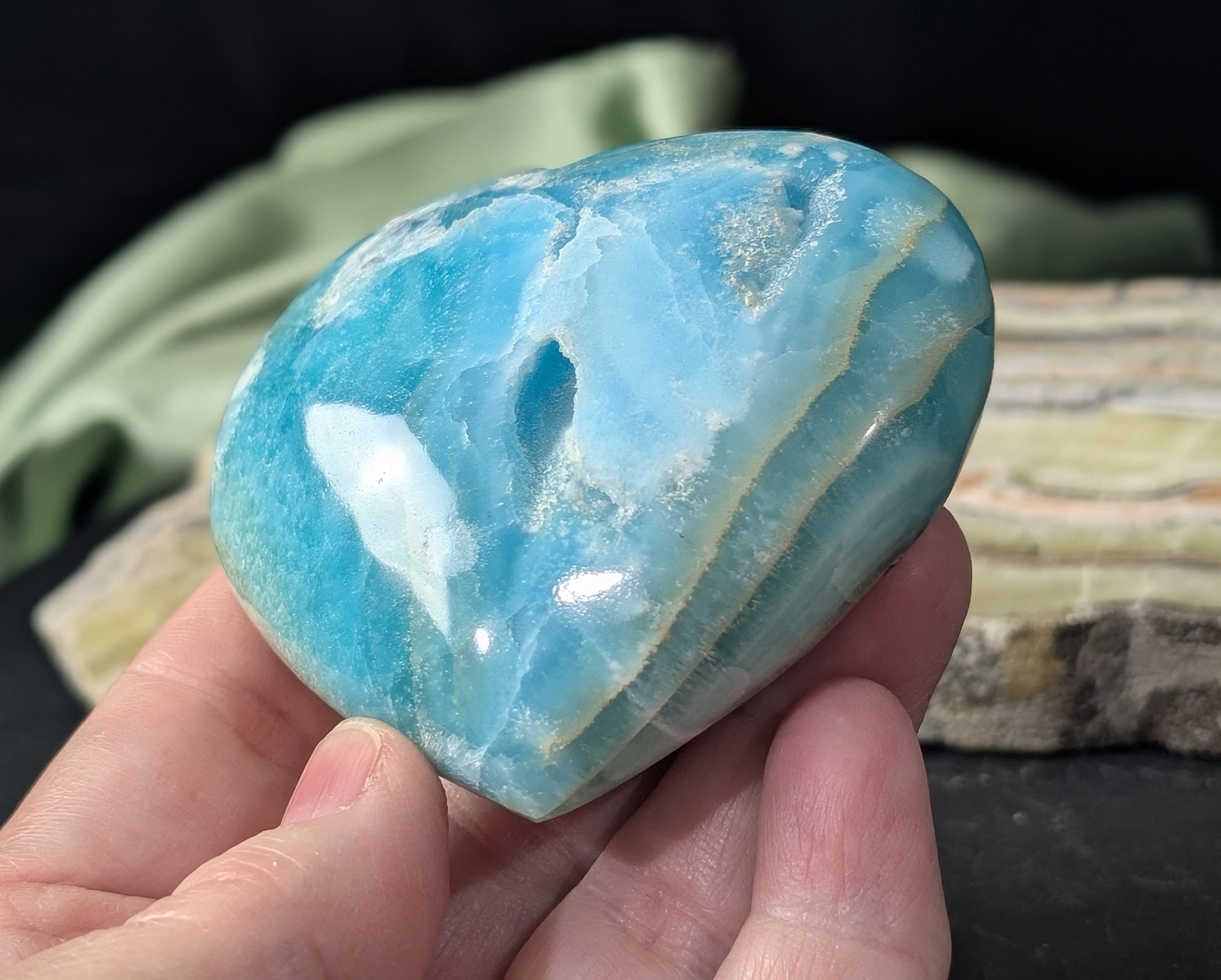 Blue Aragonite Heart