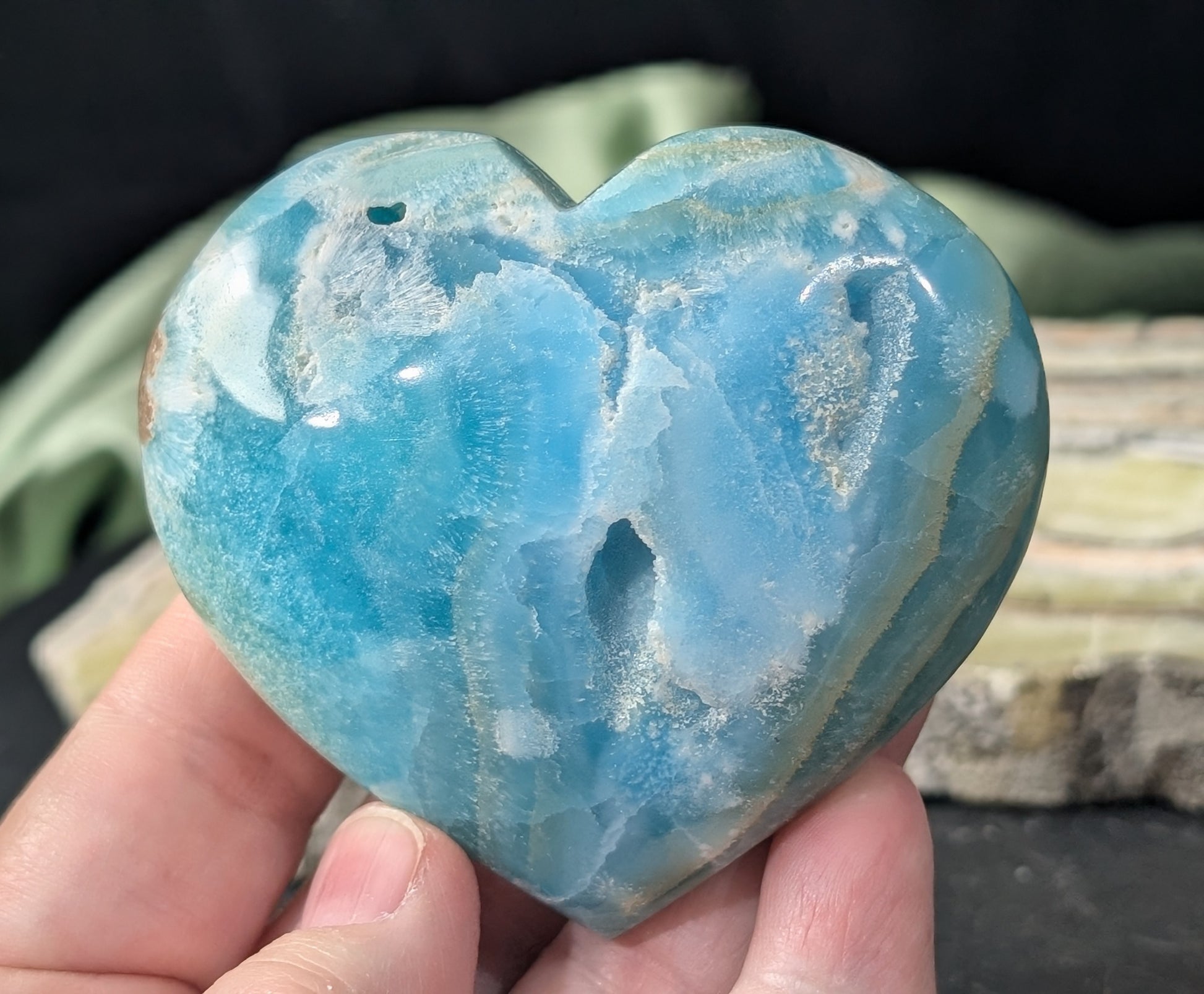 Blue Aragonite Heart