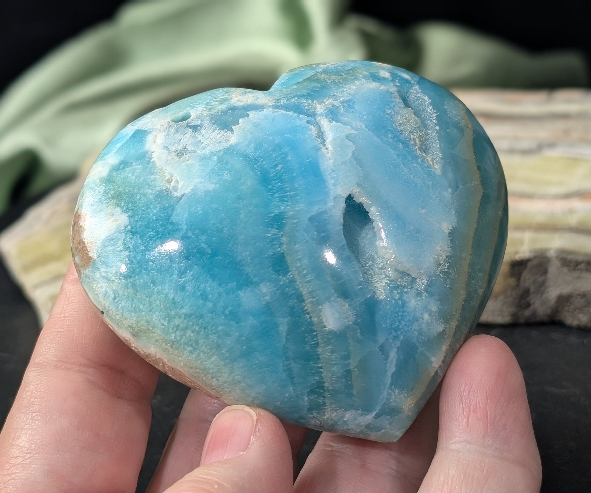 Blue Aragonite Heart
