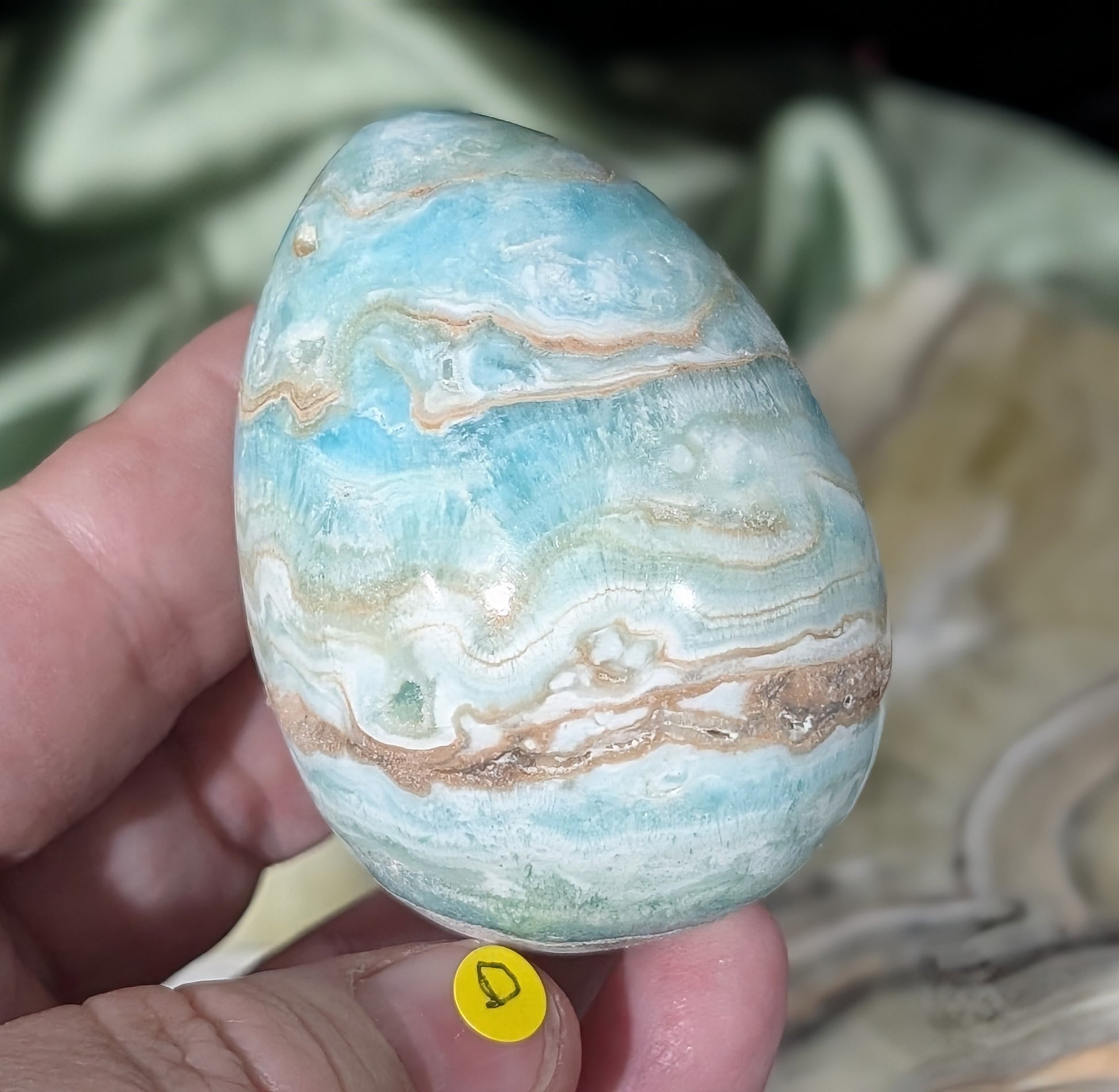 Blue Aragonite and Smithsonite Egg