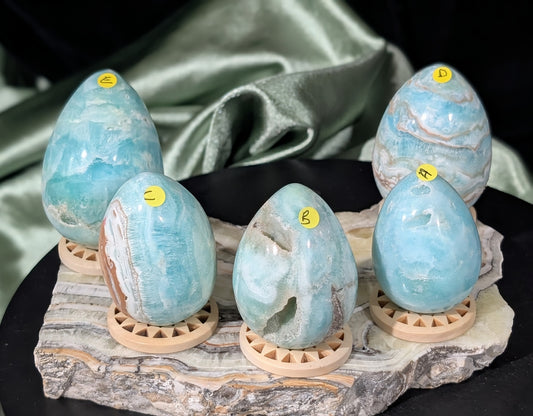 High Quality Blue Aragonite and Smithsonite Eggs
