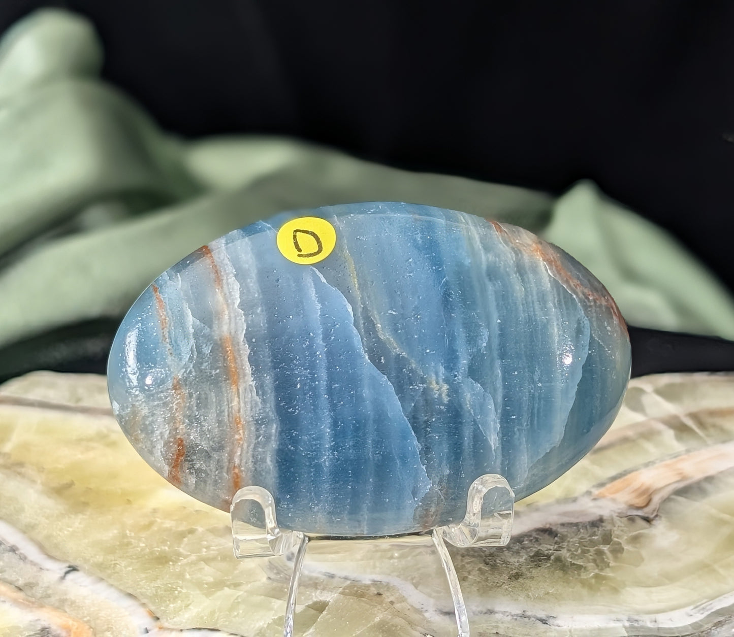 Blue Onyx Palm Stone