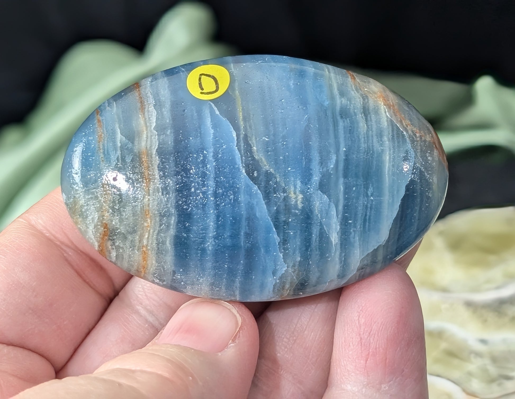 Blue Onyx Palm Stone