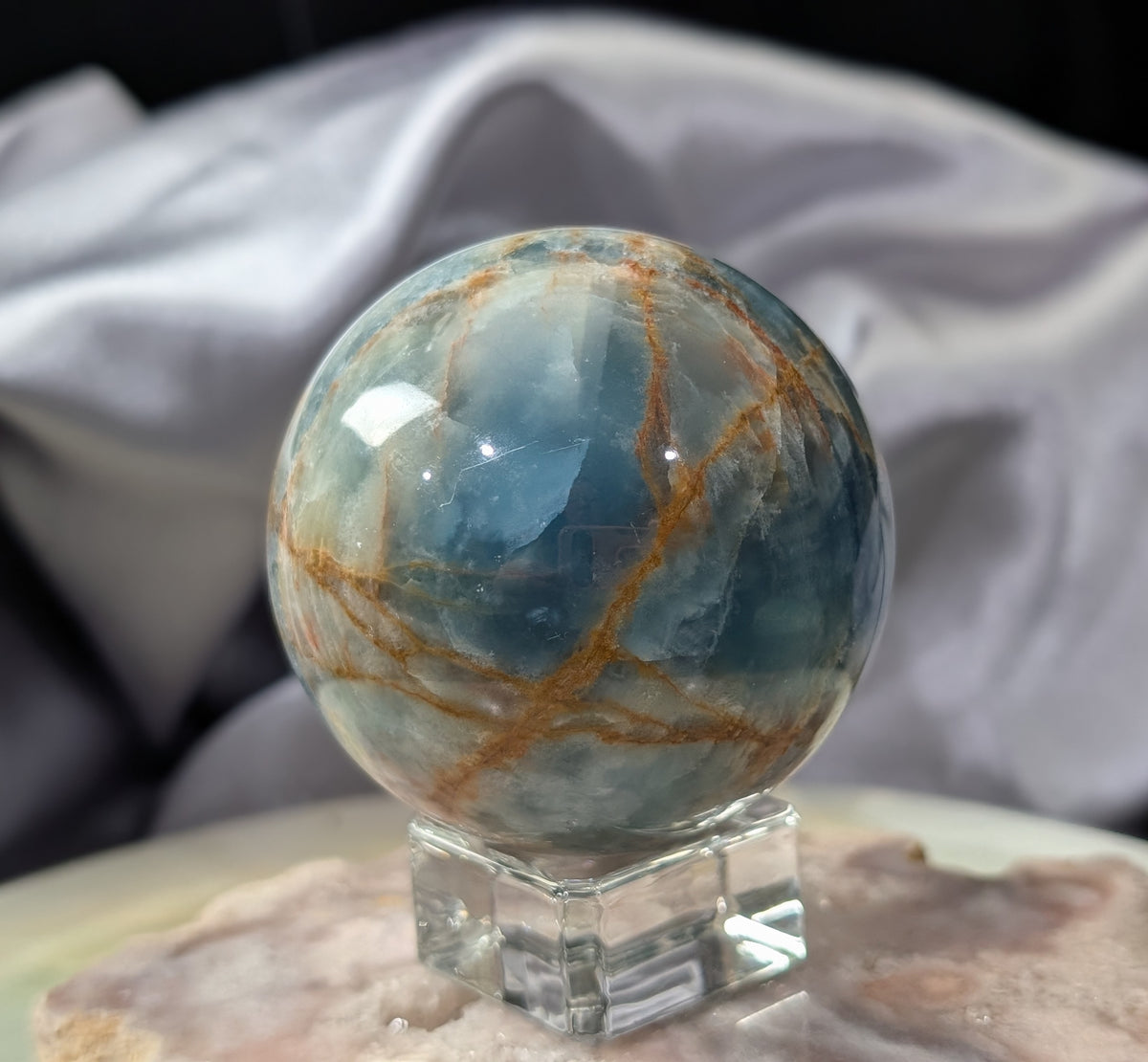Blue Onyx Sphere with Banding
