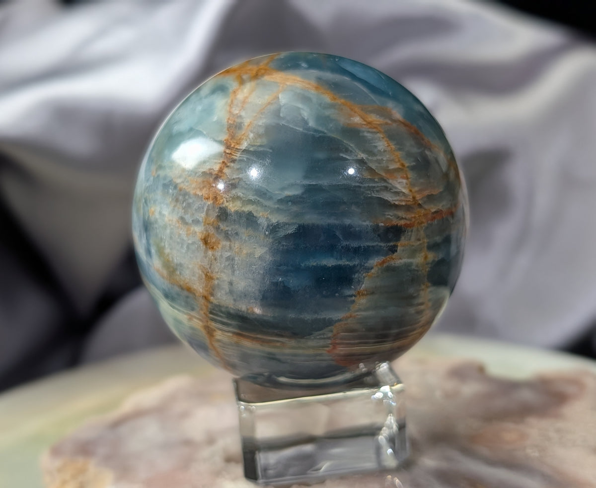 Blue Onyx Sphere with Banding