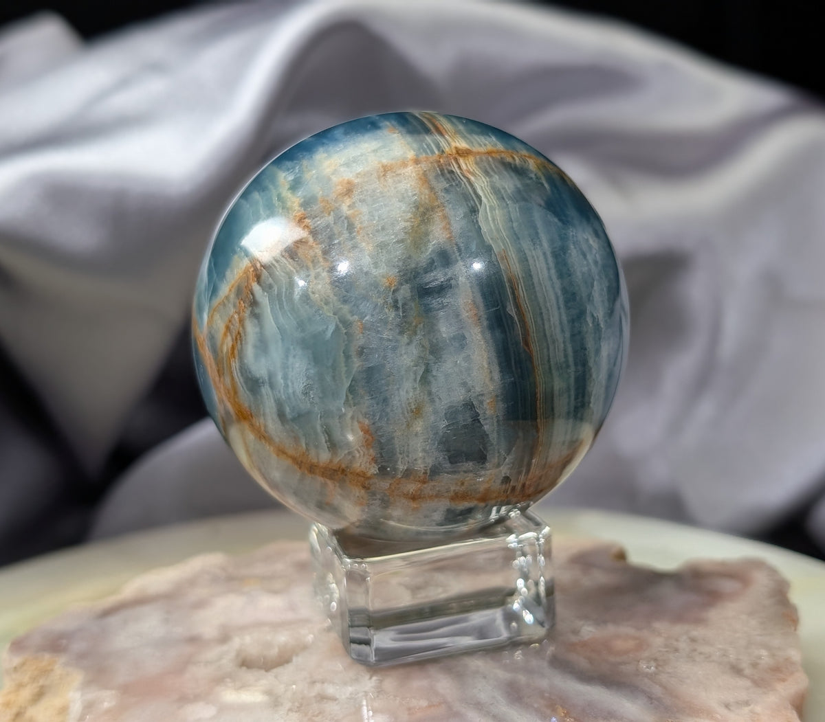 Blue Onyx Sphere with Banding
