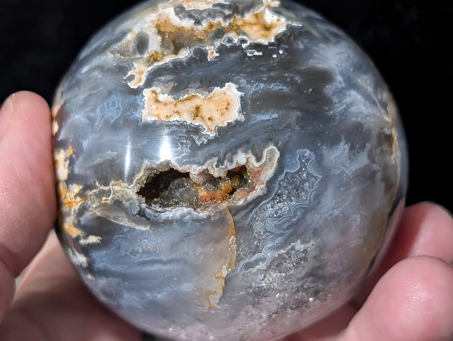 Blue Plume Agate Sphere