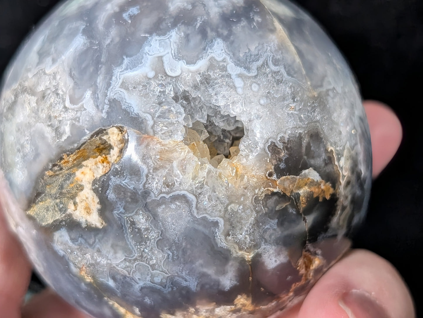 Blue Plume Agate Sphere