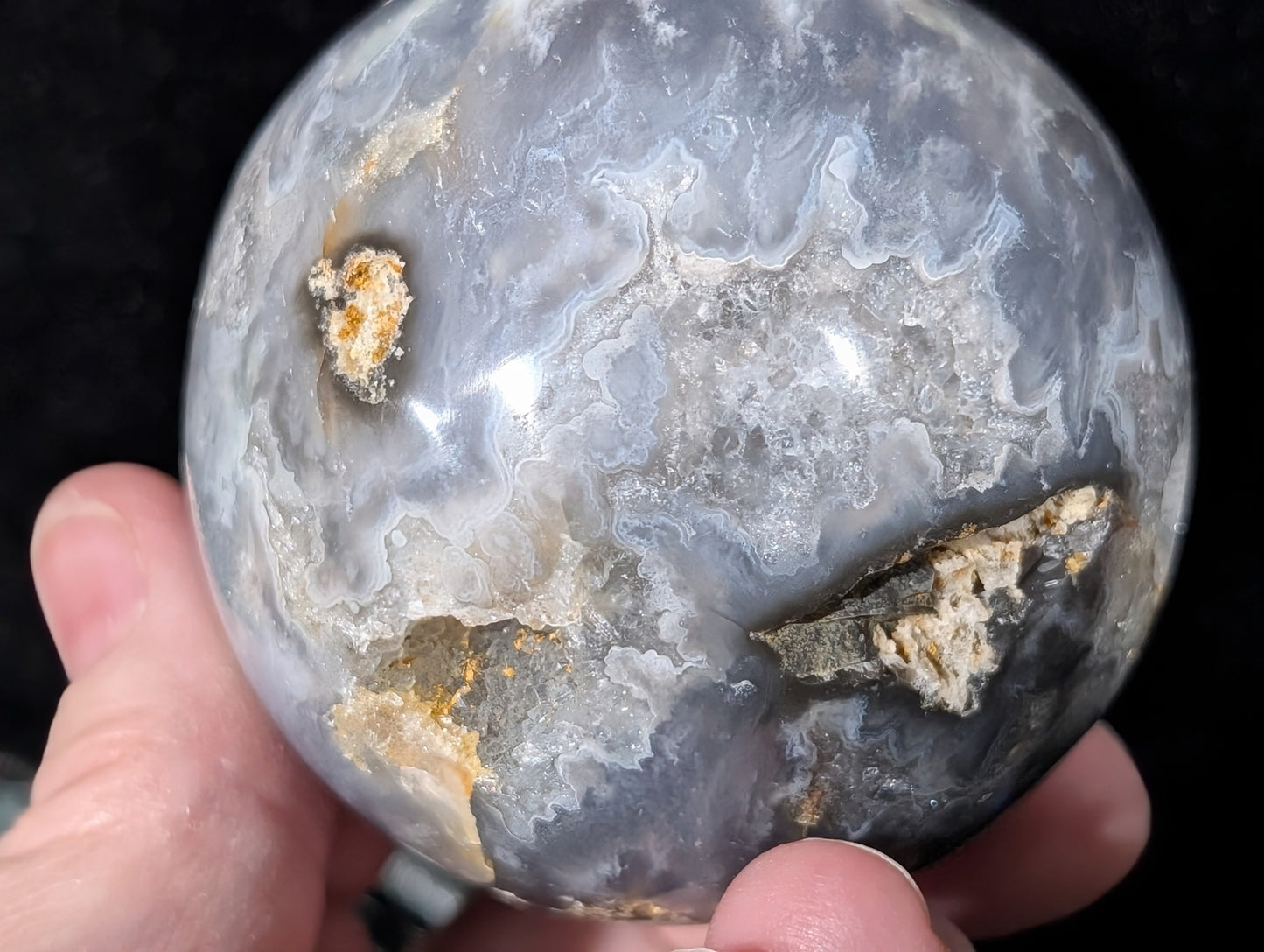Blue Plume Agate Sphere