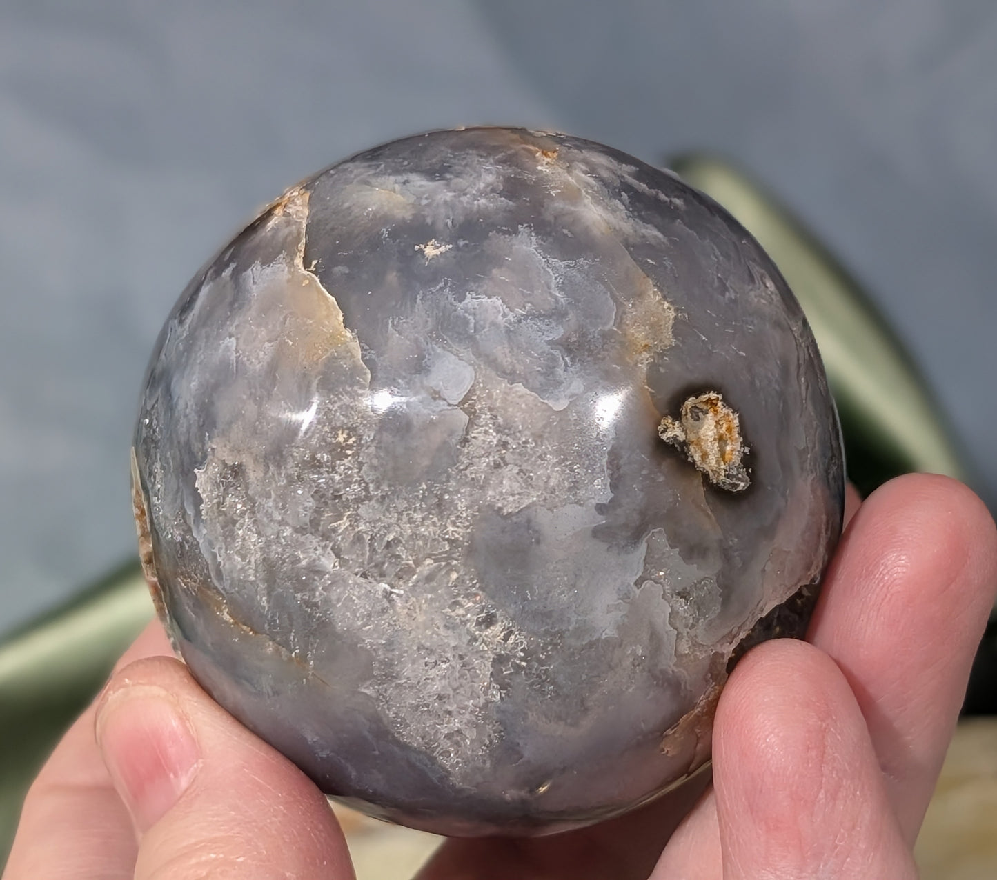 Blue Plume Agate Sphere