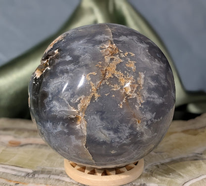 Blue Plume Agate Sphere