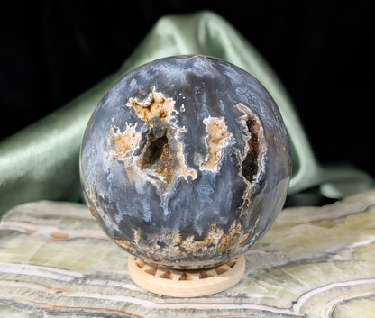 Blue Plume Agate Sphere