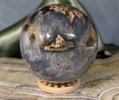 Blue Plume Agate Sphere