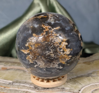 Blue Plume Agate Sphere