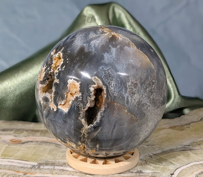 Blue Plume Agate Sphere