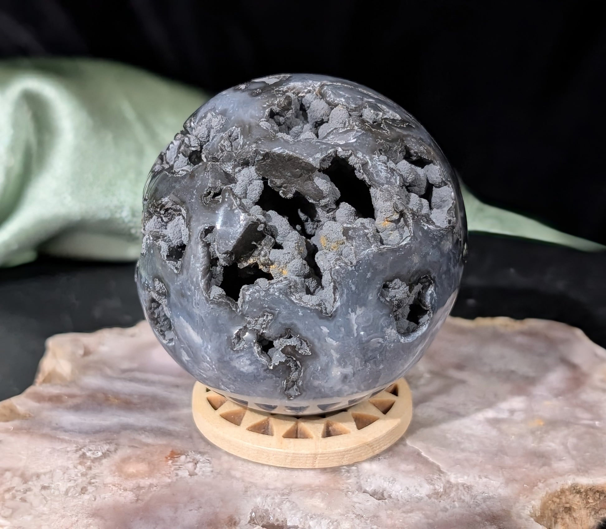 Blue Plume Agate Sphere