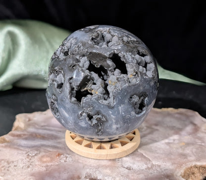 Blue Plume Agate Sphere